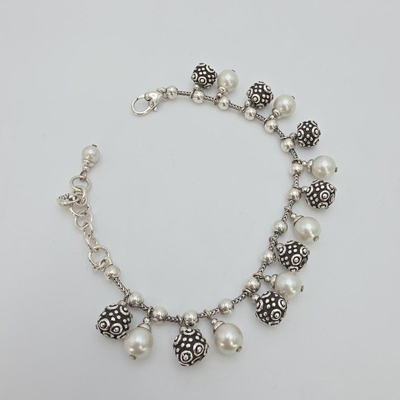 Brighton Jewelry - BRIGHTON 'Sophisticate' Bracelet Faux Pearls BELeads Silver Plate 6.75"